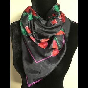 Black Red Floral Scarf scarves